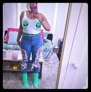 Neon green Jeffrey Campbell boot